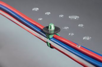1-parts buntband med fästelement, med pilspetshuvud, med tallrik, tätad för runda hål