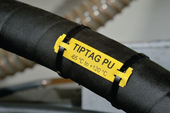 Gul dentifieringsbricka för hög temperatur