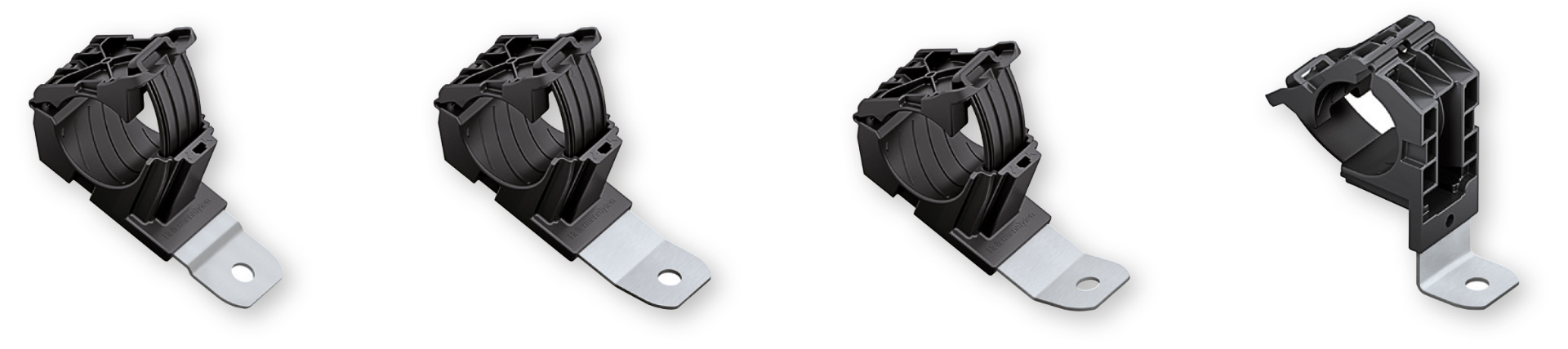 HellermannTytons kabelklämma Ratchet P-Clamp finns i varianterna rak 180° och vinklade i 15°, 30° och 90°.