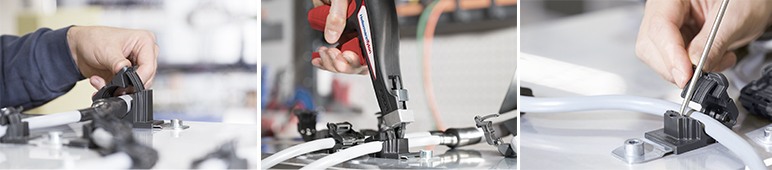 Ratchet P-Clamp, stäng med en hand, återanvänd